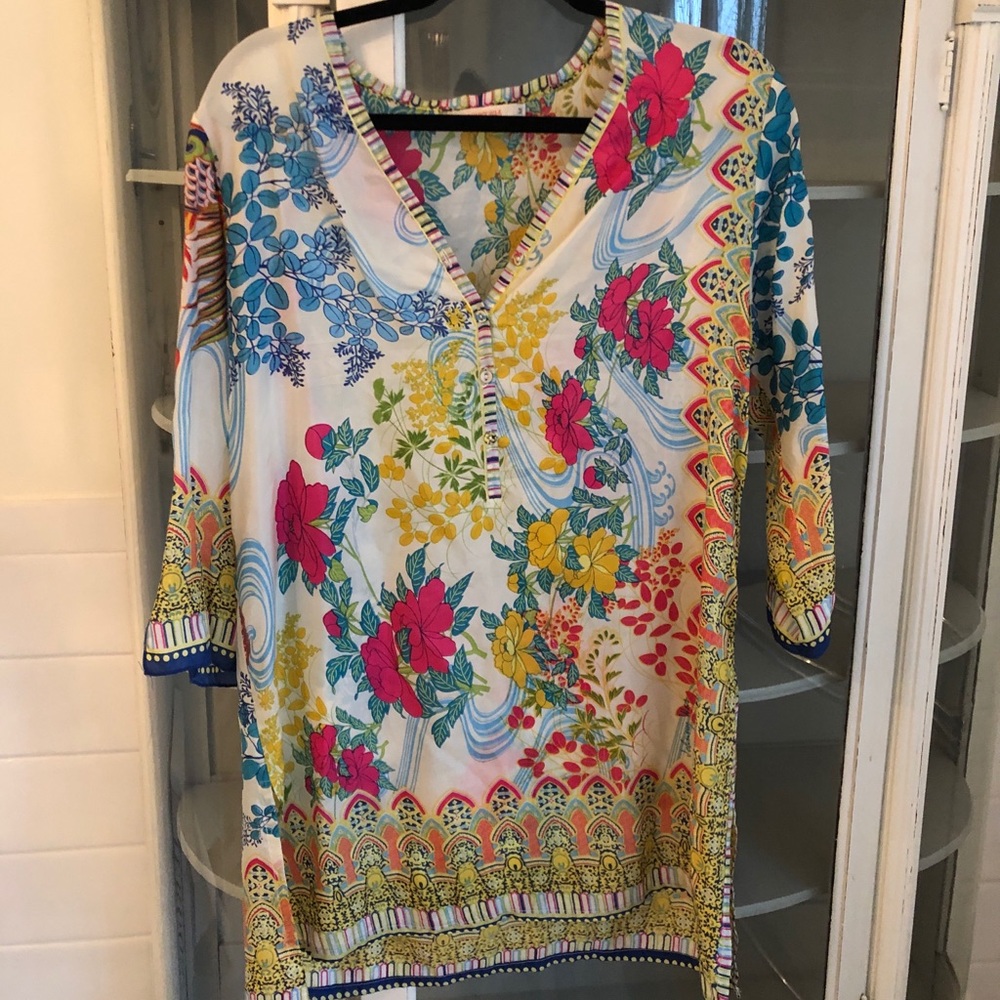 Barely Worn Floral Print Johnny Was Tunic